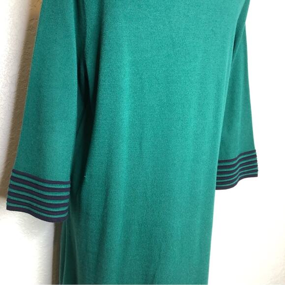 Boden green navy blue striped trim sweater shift dress size 16 - Picture 9 of 16